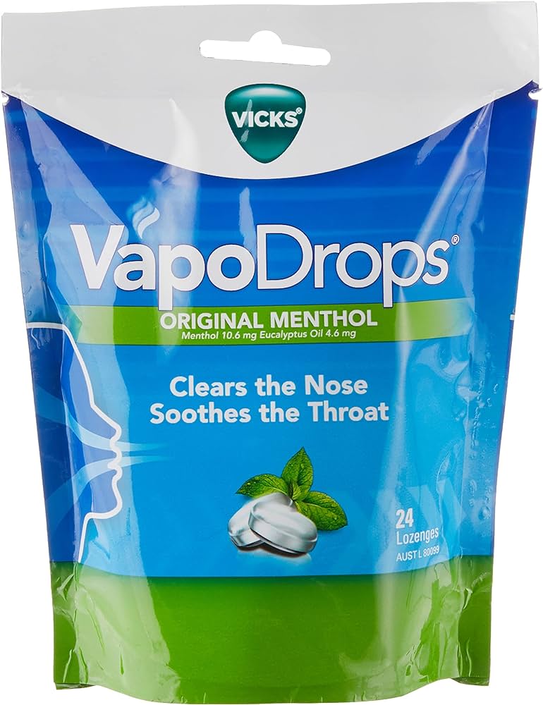 Vicks VapoDrops Original Menthol 24 Lozenges Adore Pharmacy
