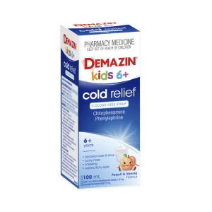 Demazin kids 6+ Cold Relief Syrup Peach & Vanilla 100mL
